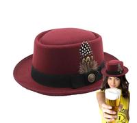 Bombette negro - Sombrero de fiesta alemán, sombrero Oktoberfest | Accesorio de traje para mujer con plumas y emblemas, ideal para eventos Oktoberfest, festivales populares y fiestas