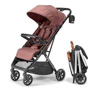 Bombi Bebee V2 - Cochecito de bebé ligero, cuero vegano de alta calidad, plegado con una sola mano, reclinación infinita, marco de aluminio de grado aeronáutico, toldo XXL y cochecito paraguas de