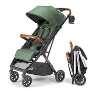 Bombi Bebee V2 - Cochecito de bebé ligero, cuero vegano de alta calidad, plegado con una sola mano, reclinación infinita, marco de aluminio de grado aeronáutico, toldo XXL y cochecito paraguas de