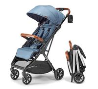 Bombi Bebee V2 - Cochecito de bebé ligero, cuero vegano de alta calidad, plegado con una sola mano, reclinación infinita, marco de aluminio de grado aeronáutico, toldo XXL y cochecito paraguas de