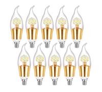 Bombilla candelabro LED 12 W, atenuación tres colores, paquete 10 bombillas vela maíz E14, equivalente a 100 W, 360 grados; Ángulo haz sin bombillas araña parpadeantes.