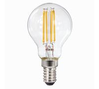 Bombilla de alambre. LED, E14, 470lm rell. 40W, esférica., blc chd, transp. reg.