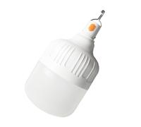 Bombilla de Emergencia USB 40 W Recargable Portátil para Exterior | PC y Acero Inoxidable, Gancho Integrado, Uso en Tiendas de Campaña y Sótanos, Blanco