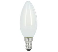 Bombilla de filam. LED, E14, 470lm rem. 40W, amperio. bgie, mate, blc chd, rg.