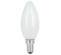 Bombilla de filam. LED, E14, 470lm rem. 40W, amperio. bgie, mate, blc chd, rg.
