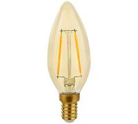 Bombilla de filamento LED, 2 W ~ 25 W, oro claro, retro brillante, blanco cálido, 2700 K, diseño nostálgico vintage (vela B35)