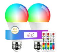 Bombilla de luz LED que cambia de color, 120 colores, equivalente a 70 vatios, luz estroboscópica de bricolaje, blanco cálido 2700K RGB con control remoto, tornillo LED 10W A60 E27 (paquete de 2)