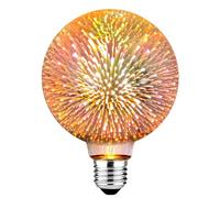 Bombilla Edison Vintage E27, E27 LED Vintage carcasa de vidrio de efecto fuegos artificiales 3D 3W bombillas retro LED decoradas, muy adecuadas para salas de estar, restaurantes, Navidad-no Regulable