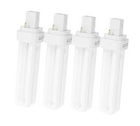 Bombilla Fluorescente Compacta 4 Piezas 13w 2u, de 2 Pines | Lámpara Fluorescente Enchufable de Tubo Doble, Casquillo Horizontal, Blanco, Vidrio y Plástico