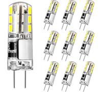 Bombilla G4 LED, 1.2W Capsule LED Ealentquive a 10W Bombillas Halógenas, Blanco Frio 6000K, 180LM DC/AC 12V, Sin Parpadeo, Ángulo de Haz de 360°, No Regulable, Paquete de 10