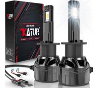 Bombilla H1 LED 120W 30000LM, KATUR 700% Brillo 6000K Xenon Blanco Plug and Play Mini Tamaño 1:1 Alta Eficiencia Sistema de Refrigeración Bombilla LED H1(2 Piezas)