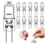 bombilla halogena G4（10 piezas）12V 20W 2800K bombilla g4 Luz blanca cálida Bombilla halógena regulable Para sustituir arañas de cristal, luces de señalización, iluminación de cocinas, etc.