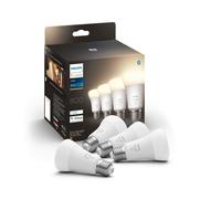 Philips Hue - Bombilla LED Inteligente, A60 E27, Luz Blanca Cálida Regulable, 9W, Compatible con Alexa y Google Home - Pack de 4 Bombillas LED Inteligentes