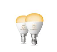 Philips Hue - Bombilla LED inteligente Esférica, casquillo E14, 5.1W 470 lúmens, Luz Blanca de Cálida a Fría, Compatible con Alexa y Google Home - Pack de 2