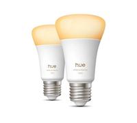 Philips Hue Bombilla A60 Smart LED, White Ambiance, base E27, 8,1 W, luz de espectro completo 1000 K-20.000 K, 1100 lm, regulable, funciona con Alexa, Google Assistant y Apple Home, paquete de 2 ud