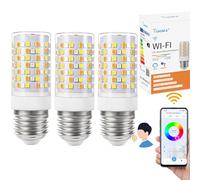 Bombilla inteligente WiFi E27 RGB Led, cambio de color con sincronización de música lámparas, 10W,12 escenas, 16 millones de colores DIY, Trabajar con Alexa Google home app (3PCS)