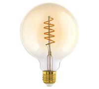 Eglo LED E27 regulable, LED espiral Globo, bombilla vintage ámbar para iluminación, 4 vatios (equivalente a 25 vatios), 245 lúmenes, blanco cálido, 2000k, foco Edison G125, Ø 12,5 cm
