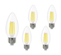 Bombilla LED C35 E27 de vela, 6W equivale a 60W, Blanco frío 6000K,5 piezas