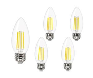Bombilla LED C35 E27 de vela, 6W equivale a 60W, Blanco frío 6000K,5 piezas