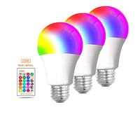 Bombilla LED de color E27 RGB,Lámpara de Tornillo Edison Regulable que Cambia de Color de 15W con Control Remoto IR,Luces de Estado de Ánimo de 16 Colores,Luces de Efecto de Escenario etc.3 Paquete