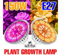Bombilla LED de espectro completo para cultivo de plantas, caja de crecimiento hidropónico para semillas de flores de interior, 150W, E27, E14, lámpara UV IR