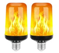 Bombilla LED De Llama Con Sensor De Gravedad, 4 Modos De Luz Parpadeante, Luces De Halloween for Decoración De Exteriores, Lámpara De Fuego for Decoración De Porche Navideño E Interior(Yellow light,2P