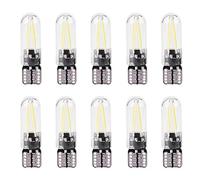Bombilla LED de vidrio para coche, 10 piezas 12V W5W COB Filamento Luz blanca para placa de matrícula Luz de domo Luz de mapa Luz de circulación diurna Luz de marcador lateral Luz de freno(blanco)