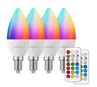Bombilla LED E14 5W (equivalente a 40W), Bombilla de Vela, Colores RGBW Cambio de Color 2700K Blanco Cálido RGB Regulable casquillo fino mando Incluido (4 unidades)