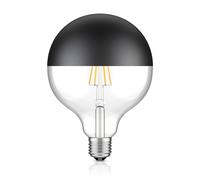 ledscom.de Bombilla LED E27, G125, blanco cálido (2700 K), 6,7 W, 660lm, espejo de cabeza (negro)