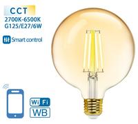 Bombilla LED E27 G125 Filamento Smart Wi-Fi 220V 6W 2700K~6500K 806Lm (Ámbar)