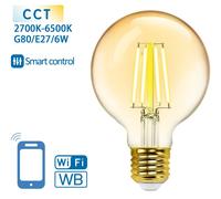 Bombilla LED E27 G80 Smart Wi-Fi Filamento 220V 6W 2700K~6500K 806Lm (Ámbar)