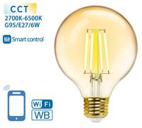 Bombilla LED E27 G95 Smart Wi-Fi Filamento 220V 6W 2700K~6500K 806Lm (Ámbar)