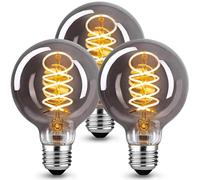 Bombilla LED E27 Vintage Edison Regulable 4W G80 Luz Amarillo Cálido para Decoración Nostalgia Iluminación Retro Vidrio Ahumado - 3 Piezas