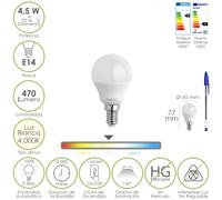 Bombilla led esferica rosca e14 4.5 watt. equivale a 35 watt. 470 lume