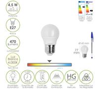 Bombilla led esferica rosca e27 4.5 watt. equivale a 55 watt. 470 lume