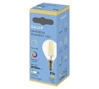Garza - Bombilla Filamento LED Esférica P45, Regulable, CRI90, 6W (equivalente a 60W de incandescencia), Luz cálida 2700K, Casquillo fino E14, Ángulo 360º, 810 lm