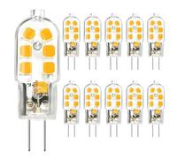 Bombilla LED G4 blanca cálida 3000K 200 lúmenes 2W 12V AC DC en lugar de 20W halógena, no regulable, bombilla LED G4 de doble pin - 10 paquetes