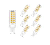 Bombilla LED G9 de 9W, Blanco cálido 3000k, High Light 700LM, Lámparas Halógenas Equivalentes a 70W/ AC 220-240V/ SMD 2835/No regulable, Pack de 6 Unidades