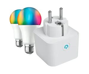 Bombilla LED inteligente pack + enchufe (E27, Color de luz: Blanco frío, Redonda)