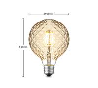 bombilla LED Lucande E27 G95, 4 W, 2700 K, atenuable, color ámbar EC:EPREL:1229399