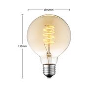 Bombilla LED Lucande E27 G95, 4 W, 2700 K, atenuable, color ámbar EC:EPREL:1229665