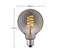 Bombilla LED Lucande E27 G95, 4 W, color ahumado, 1800 K, atenuable