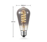 Bombilla LED Lucande E27 ST64, 4 W, color humo, 1800 K, atenuable