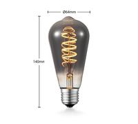bombilla LED Lucande E27 ST64, 4 W, titanio, 1800 K, atenuable