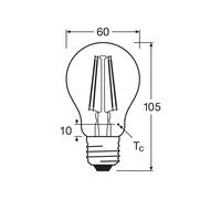 Bombilla LED OSRAM Filamento E27 7W 827 Paquete de 6 unidades