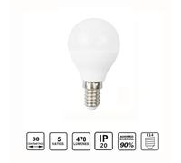 Bombilla LED P45 4.5W 3000K E14, pack de 6, plástico, luz cálida, ideal para iluminación del hogar y ambientes acogedores.