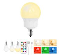 Bombilla LED Recargable E14 con Mando a Distancia, Regulable, Magnética, con Batería, 3 Temperaturas de Color + 9 Colores RGB, 480LM, 3 Timers, para Lámparas sin Corriente, Camping y Emergencia 1 Pack