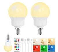 Bombilla LED Recargable Mando a Distancia, Base Magnética, 8W E14 2 Pack | Batería 2600mAh, USB-C, 480LM, Regulable, 3 Temperaturas, 9 Colores RGB, 2 Modos, 3 Temporizadores, Para Lámparas Sin Enchufe