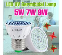 Bombilla LED UVC E27, lámpara germicida GU10 260-280nm, luz esterilizadora de ozono MR16 AC220V B22 para desinfección del hogar, mata ácaros