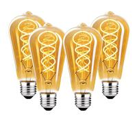 Bombilla LED vintage E27, bombilla vintage regulable E27 4W ST64 E27 LED blanco cálido , bombilla E27 vintage Edison LED E27 ideal para nostalgia e iluminación retro - ámbar - 4 piezas（ST64 HPS BT）